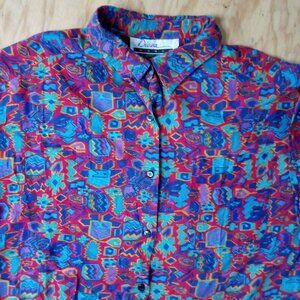 Vintage Diana Marco Abstract Shapes Geometric Button Shirt